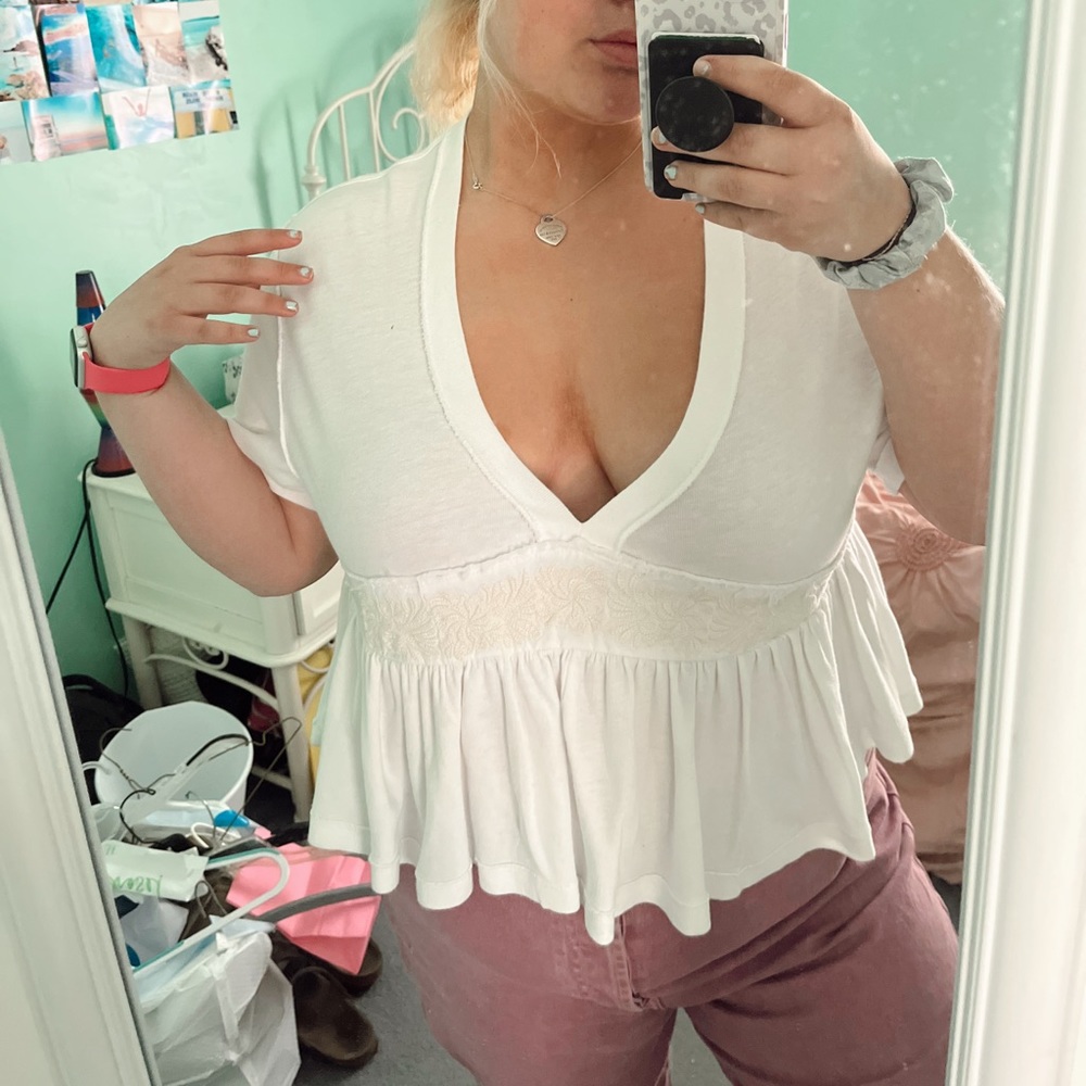 Urban Outfitters White V Neck Top